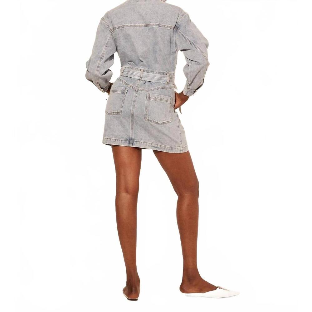 NEW KIVARI jimmy denim mini dress in light blue acid wash - Picture 3 of 4